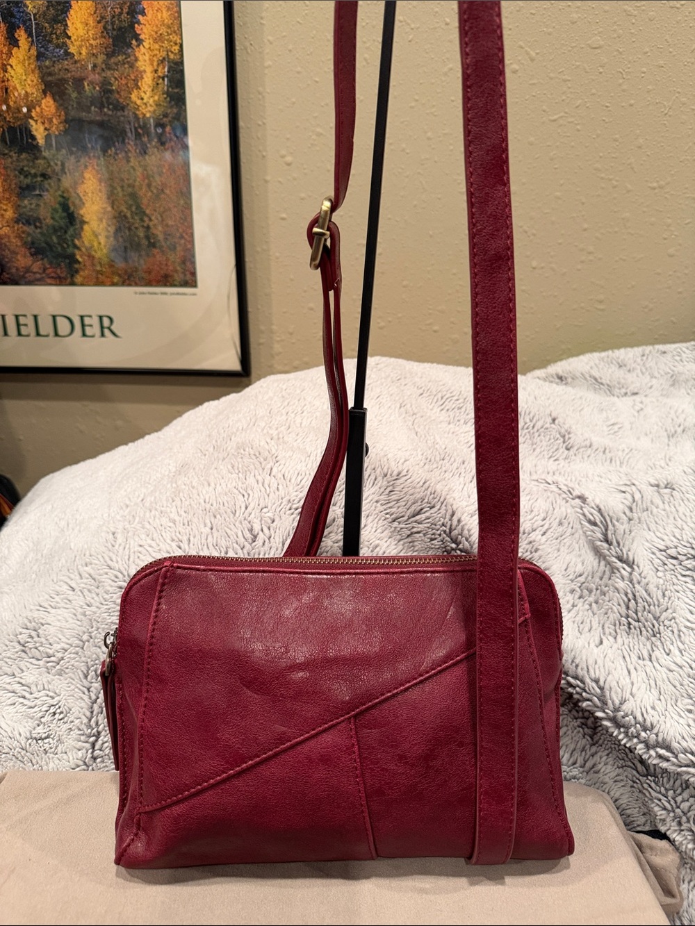 Joy Susan Deep Red Leather Crossbody Bag